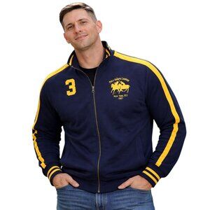 Vintage Polo Ralph Lauren Mens Varsity Track Jacket XXL Navy Yellow Full Zip